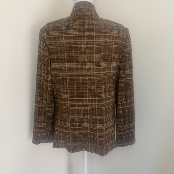 Vintage Plaid Blazer Jacket Brown Tan 14 Plus Size 70’s Preppy Classic Casuall - Picture 11 of 11